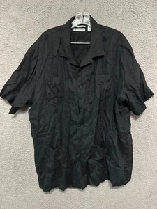 Cubavera Shirt Mens 100% Linen Black Size 2XL Short Sleeve Adult - Picture 1 of 5