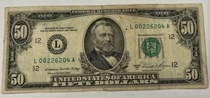 1981 50 Dollars Bill Center Off 6 Digits Circulated Good Condition San Francisco - Picture 1 of 5