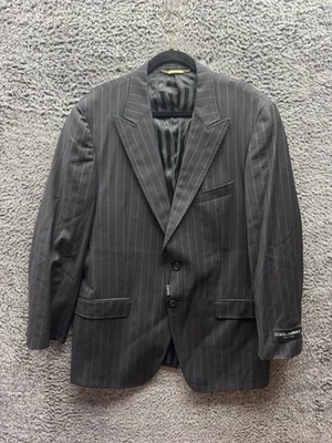 Dolce & Gabbana Pinstripe Virgin Wool Blazer & Pants Suit Gray Mens Size 54 - Image 1 of 4