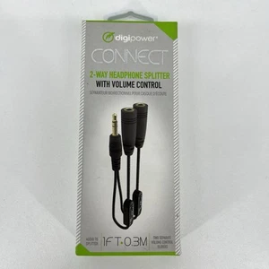 Digipower Connect 2-Way Headphone Splitter With Volume Control 1ft New - Picture 1 of 4