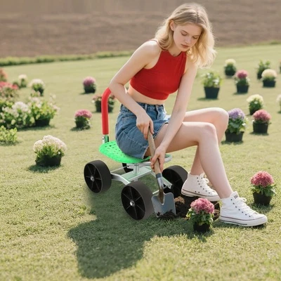 360?? Rotation Foldable Garden Rolling Stool  Adjustable Height Garden Stool - Image 1 of 4