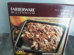 VTG 1998 FARBERWARE Stainless Steel SQUARE CAKE PAN~7.7/8”x 1.7/8” (MADE IN USA) - Picture 1 of 8