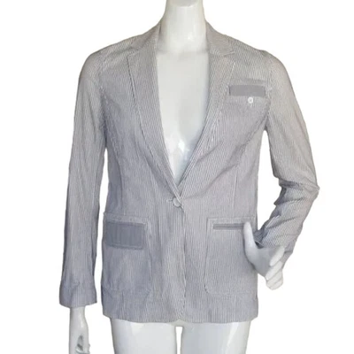 Blazer de verano BANANA REPUBLIC, 4P Petite, blanco roto/azul, rayas, lavable Foto 1 de 4