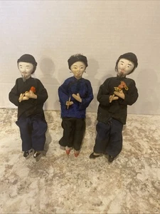 Vintage Chinese  2-Men 1-Lady Dolls Collectible 6.5” - Picture 1 of 24