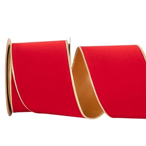 Dickes rotes Weihnachten Samt Drahtband und Goldrücken 4 Zoll breit * 10 Jahre doppelt... - Bild 1 von 9