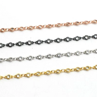 Cadena de cuentas redondas de vidrio chapado en oro de 18 quilates de 1 pie GADW507 Foto 1 de 4