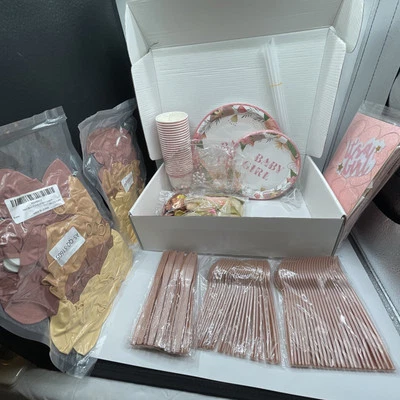 Huge Lot Baby Shower Decorations Girl Baby Shower Decorations Kits NIB Retro Pk - Image 1 of 4