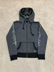 Y2K 2000s Miss Me Women’s Zip Up Bedazzled Fur Lined Hoodie Size Small - Bild 1 von 6
