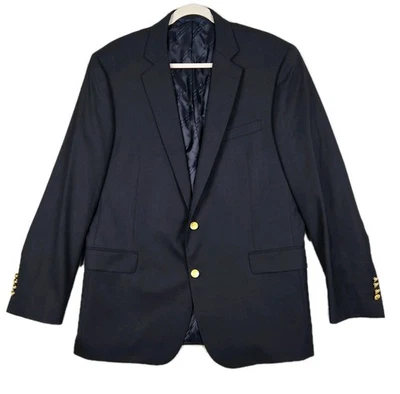 Brooks Brothers Navy Blazer Men's 44L Regent Fit Gold Buttons Vented Luxury Wool - Image 1 of 4