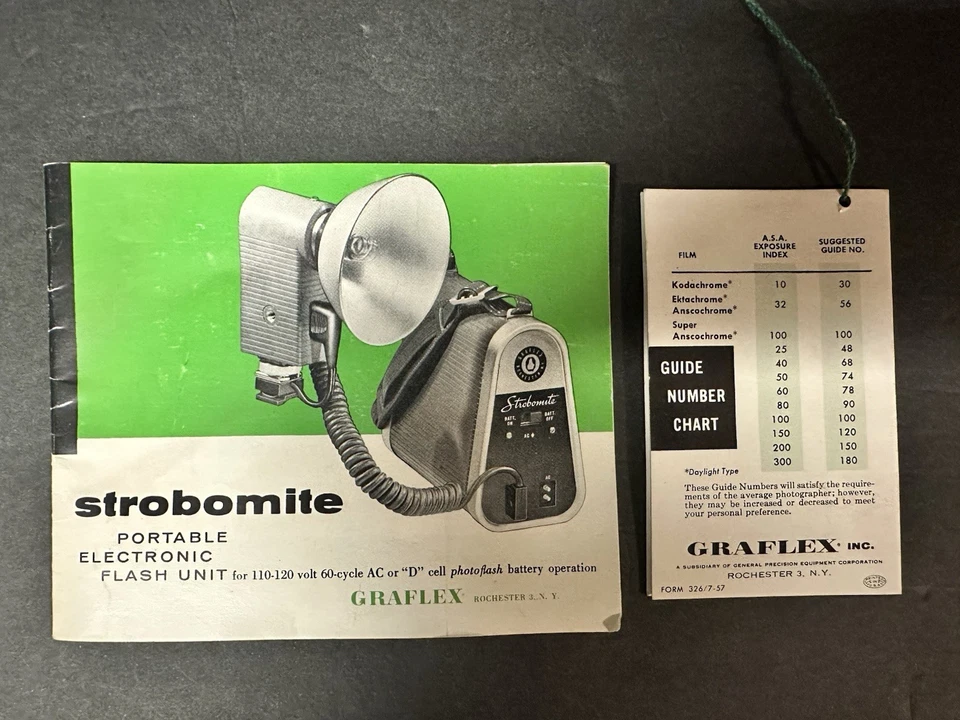 Vtg 1957 Graflex Strobomite Portable Electronic Flash Unit Instruction Manual - Image 1 of 1
