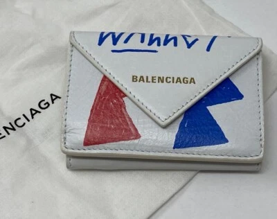 Nuevo Mini Cartera Balenciaga Papel Graffity Blanco Piel de becerro Foto 1 de 4