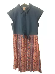 Faded Glory Girls Dress Size XL 14/16 Denim Floral - Picture 1 of 5