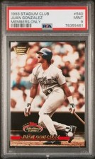 1993 Stadium Club Members Only #540 JUAN GONZALEZ Texas Rangers PSA 9 MINT