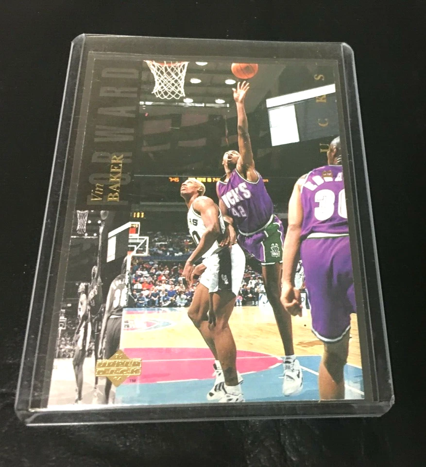 VIN BAKER ROOKIE 1993-94 UPPER DECK RC  CARD #69 BUCKS vs DENNIS RODMAN READ - Image 1 of 1
