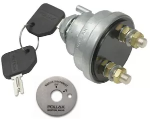 Keyed Master Battery Disconnect Switch 2 post SPST w/ON-OFF Plate kill cut a - Picture 1 of 2