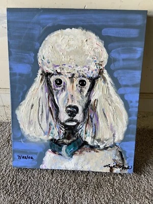 Pintura de perro sobre lienzo rara firmada Foto 1 de 4