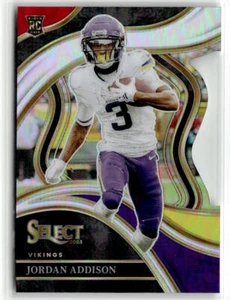 Jordan Addison 2023 Panini Select #254 rojo y amarillo Prizms troquelados novato - Imagen 1 de 2