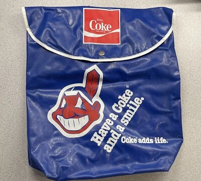 Mochila de Colección Cleveland Indians Chief Wahoo Coca Cola Coca Cola Cuero Azul RARA Foto 1 de 2
