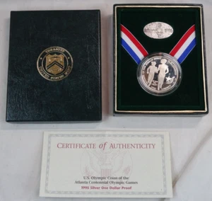 1995-P Olympic Paralympics Blind Run Silver Dollar Proof US Mint Commemorative - Picture 1 of 4