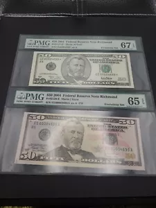 2001 / 2004 $50 FRN Matching Notes Evolutions Set Graded PMG 65 & 67 - Picture 1 of 12