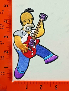 Homer Simpson Guitar Patch Embroidered Iron-On Cartoon Music Badge - Picture 1 of 1
