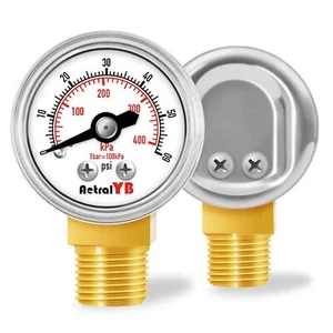 1-Inch Mini Pressure Gauge 0-60 PSI / 0-400 kPa Dual-Scale Dial 1/8” NPT Bott... - Picture 1 of 7