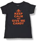 NEW YOUTH KIDS KEEP CALM AND GIVE ME CANDY HALLOWEEN PUMPKIN FUNNY T-SHIRT