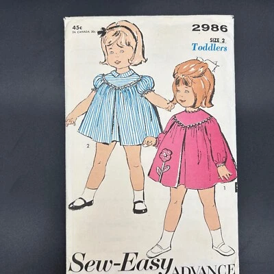 Advance 2986 Sew Easy Toddlers Dress or Smock CUT Sz 2 - Image 1 of 2