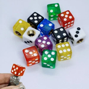 Clear Dice Wheel Valve Stem Tire Caps Trims For Car/Bike/Truck Dust Cover - Picture 1 of 30