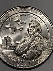 2021 P Tuskegee Airmen Quarter Large Die Chip On Upper Air Plane Reverse Error - Bild 1 von 6