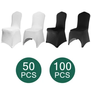100/50 White/Black Cover Spandex Lycra Chair Cover Wedding Banquet Party Folding - Picture 1 of 119