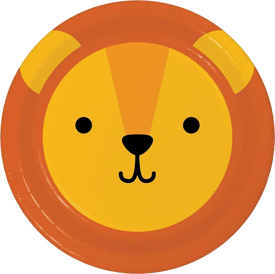 Animal Faces Jungle Safari Cute Kids Birthday Party 7" Paper Dessert Plates LION - Image 1 of 1