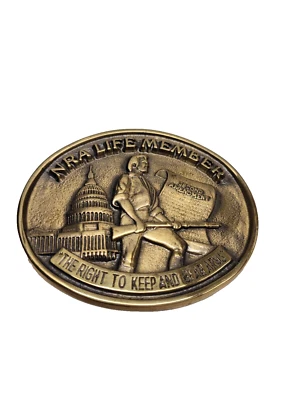 NRA Life Member "Right To Keep And Bear Arms" Jadco Solid Brass Belt Buckle🔥 - Image 1 of 4