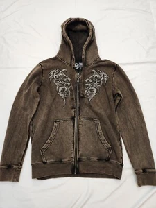 Affliction Damen-Sweatshirt Hoodie mit durchgehendem Reißverschluss vordere Taschen Größe M - Bild 1 von 10