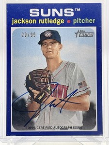 2020 Topps Heritage Minor League Edition Blue Border /99 Jackson Rutledge Auto