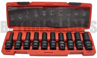 10pc 1/2" DR Universal Swivel Deep Impact Socket Set (METRIC) PRO Radius 10-19mm - Image 1 of 4