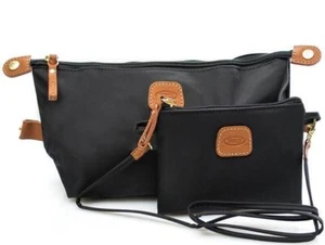 BRICS Necessaire 2 in 1 Beauty Case da Viaggio Colore Nero Tabacco 14x40x9cm - Foto 1 di 6