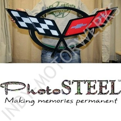 CORVETTE C5 97-04 METAL EMBLEM SIGN FULL 32 X 15 CUSTOM WALL ART FOR THE GARAGE - Image 1 of 4