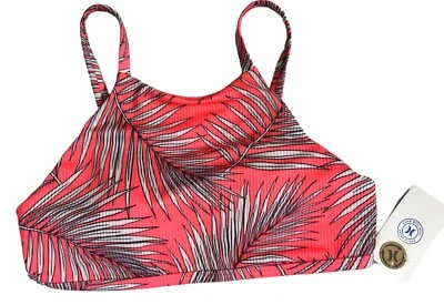 Hurley UPF50+ Swim Top Size Medium Padded Lined Halter Bikini Pink Floral NEW - Image 1 of 4