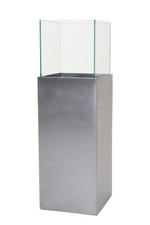 Windlichtsäule Kerzenhalter Deko-Windlicht CANDELA 80 cm hoch, Silber Metallic