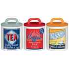 Set of 3 Retro Canister Set-Tea/Coffee/Sugar Storage Jars Kitchen Essentials