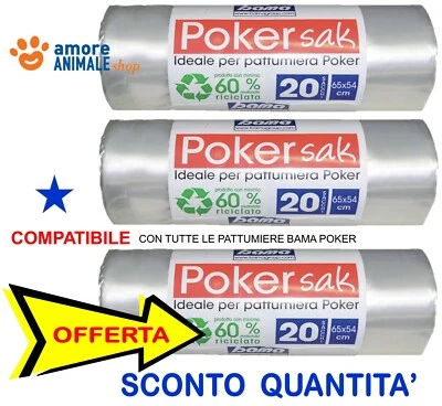 SACCHETTI Buste Spazzatura per Pattumiera BAMA POKER SAK Confezione da 20 pezzi - Immagine 1 di 2