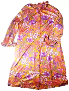 Vintage Vanity Fair Nylon Robe Mujer Talla 32 Floral One Pocket Ruffles - Imagen 1 de 12