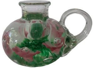 St. Clair Prestige Art Glass Pink Trumpet Flower Candle Holder Paperweight - Picture 1 of 12