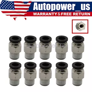 Pneumatic Fitting Push To Connect Air Fitting 10pc Quick 1/4" OD Tube X 1/8" NPT - Picture 1 of 7