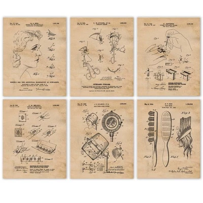 Classic Hair Beauty Salon Patent Prints 6 (8x10) for Home Work Office Studio - Image 1 of 4