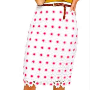 J. Crew rosa weiß Blumen Häkelspitze bestickt Bleistiftrock 10 Neu mit Etikett - Bild 1 von 13