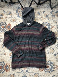 Billabong Shirt Mens Large Baja Flannel Hooded Button Up Long Sleeve Multicolor - Picture 1 of 12
