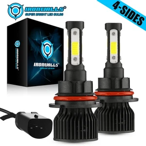 4 Sided 9007 LED Headlight Bulbs Hi/Lo Beam 10000W 3600000LM 6000K Super Bright - Picture 1 of 12