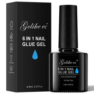 Nagelkleber 6 in 1 Clear Extra Stark UV Aushärtend Für Press On & Fake Nails 8ML - Bild 1 von 4